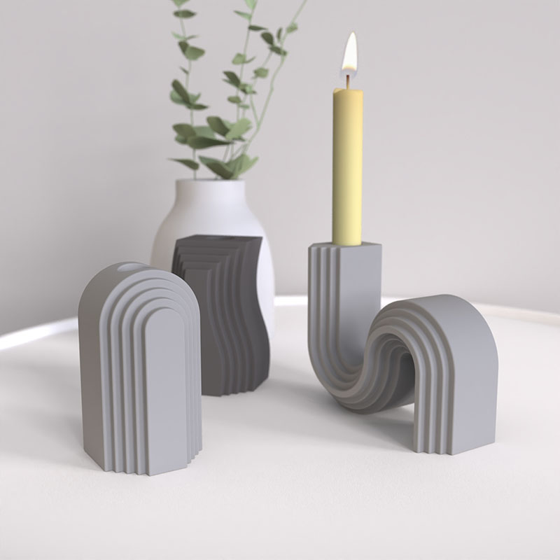 Creative Striped Candle Holder Mould